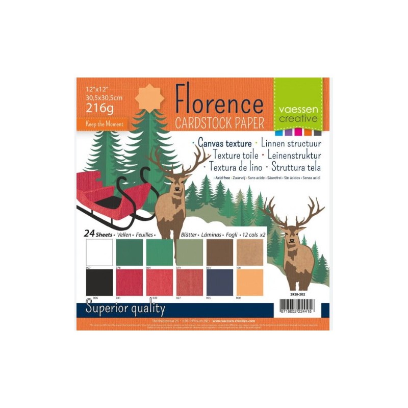 Florence • Cardstock 216g Texture 12x12 inches Multipack Christmas 24 sheets