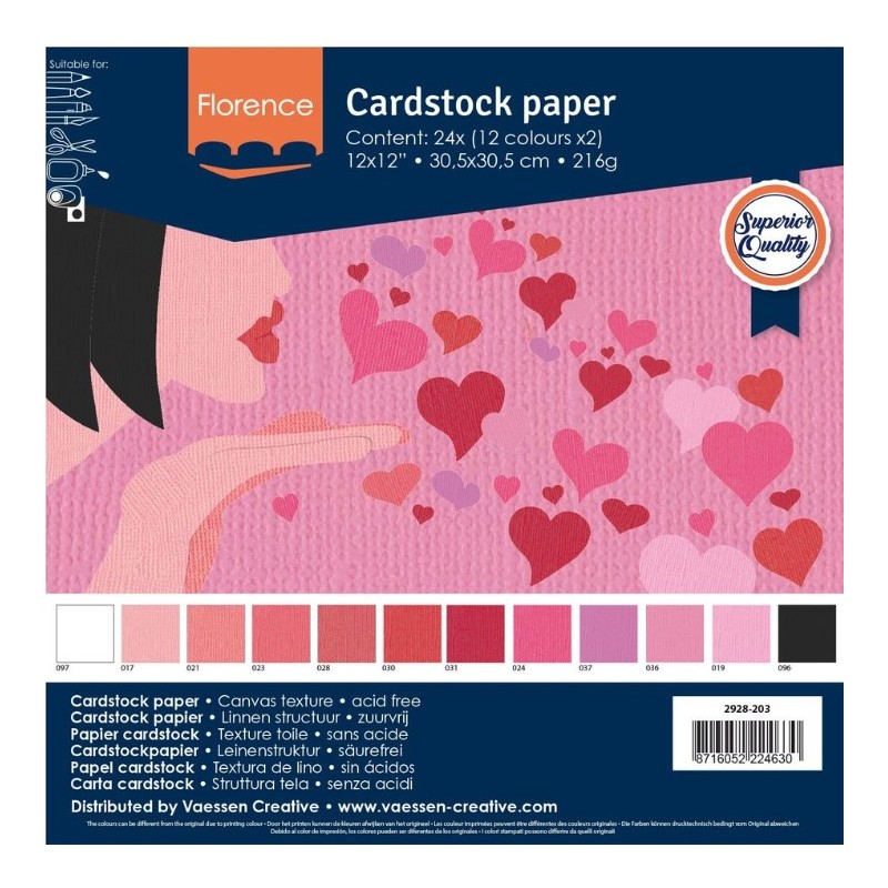 Florence • Cardstock Texture 12x12 inches Multipack Valentine 24 sheets