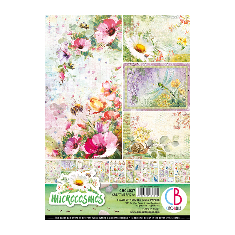 Ciao Bella MICROCOSMOS DOUBLE-SIDED CREATIVE PAD A4 9/PKG