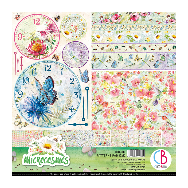Ciao Bella MICROCOSMOS DOUBLE-SIDED PATTERNS PAD 12"X12" 8/PKG