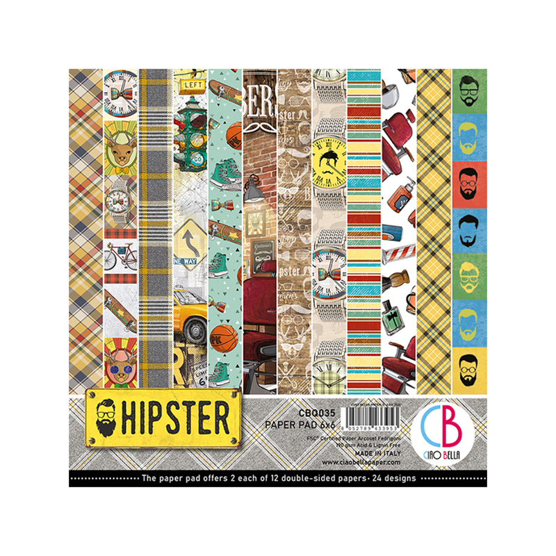 Ciao Bella HIPSTER DOUBLE-SIDED PAPER PAD 6"X6" 24/PKG