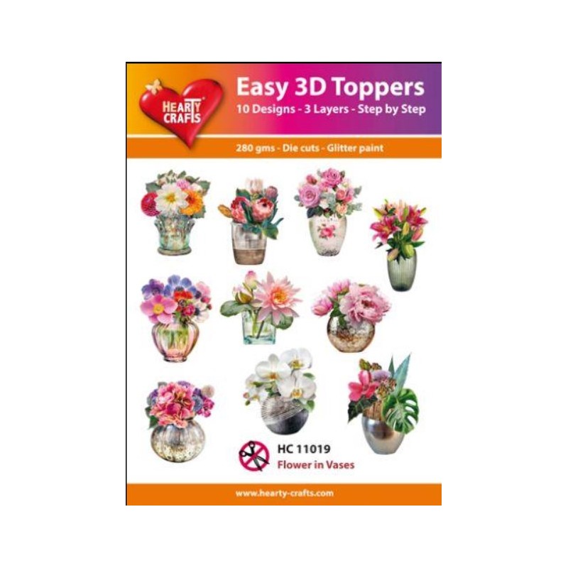Easy 3D Toppers Utstansade motiv med Glitter/Guld 10 st. HC11019