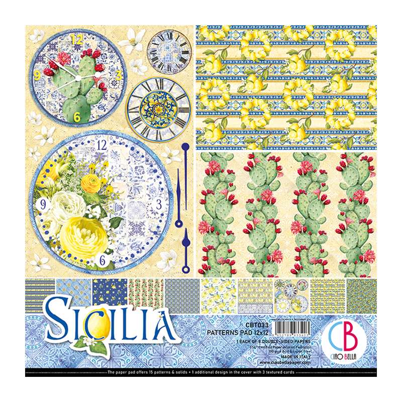 Ciao Bella SICILIA DOUBLE-SIDED PATTERNS PAD 12"X12" 8/PKG