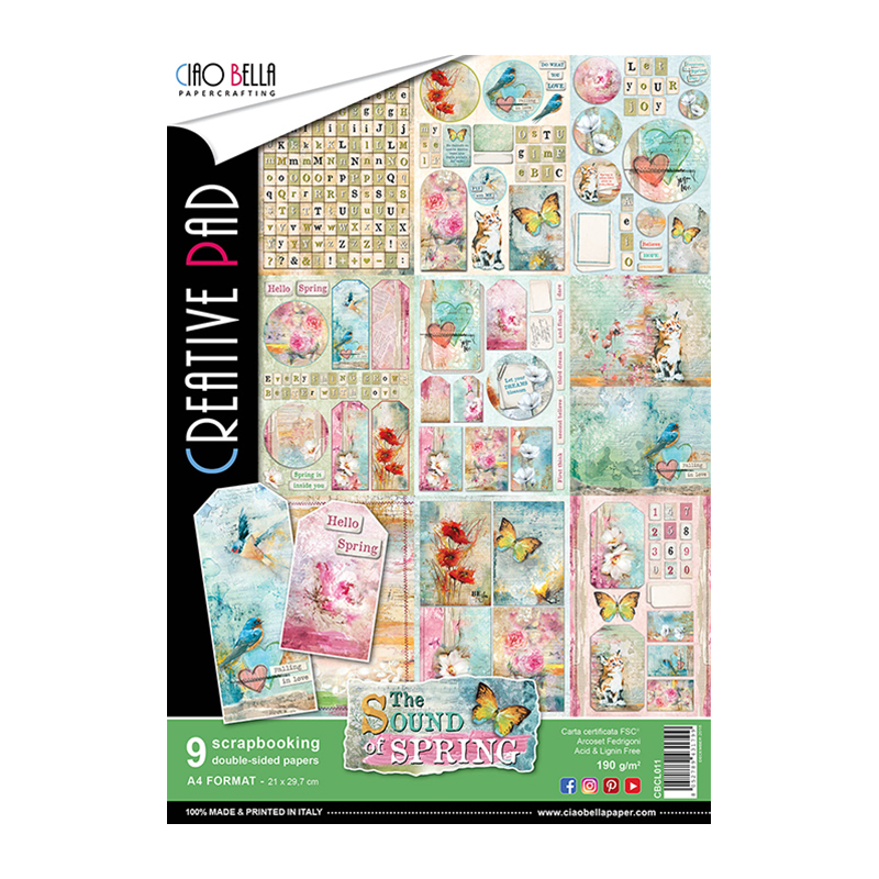 Ciao Bella SOUND OF SPRING DOUBLE-SIDED CREATIVE PAD A4 9/PKG