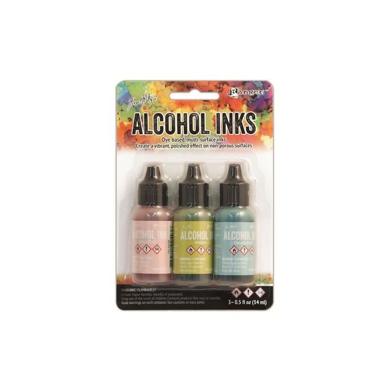 Ranger Alcohol Ink Kits Countryside Shell Pink,Willow,Clody  Tim Holtz 3x15ml