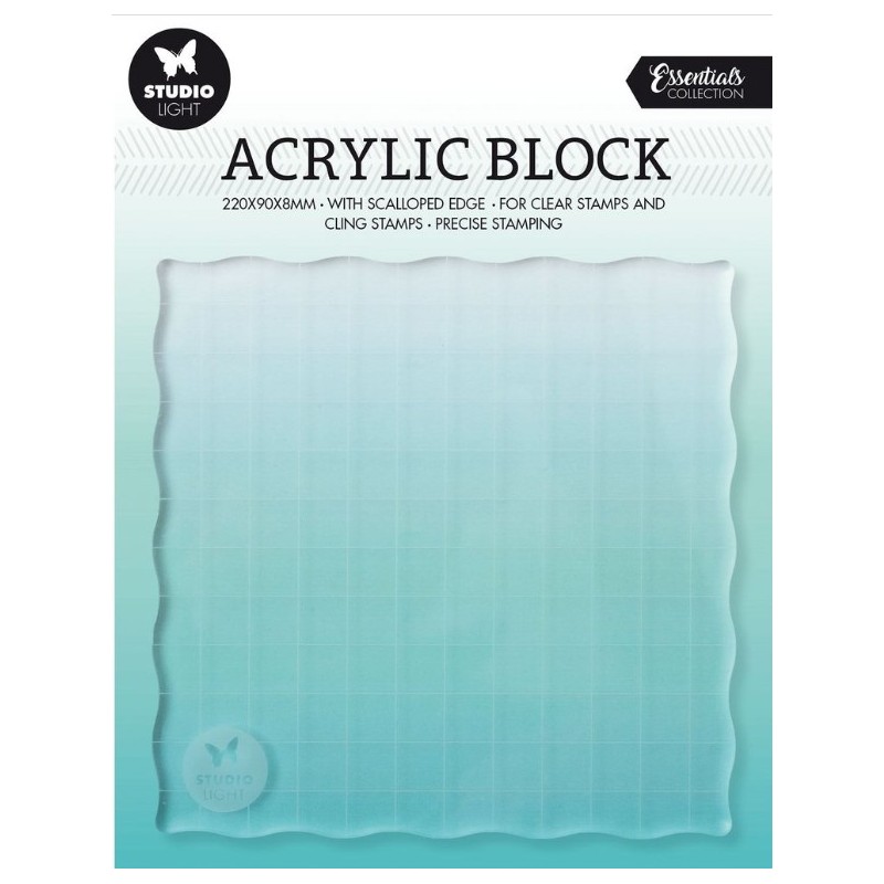 Studio Light • Essentials acrylic block for clear and cling stamps with grid 12x12x0,8cm Nr.04