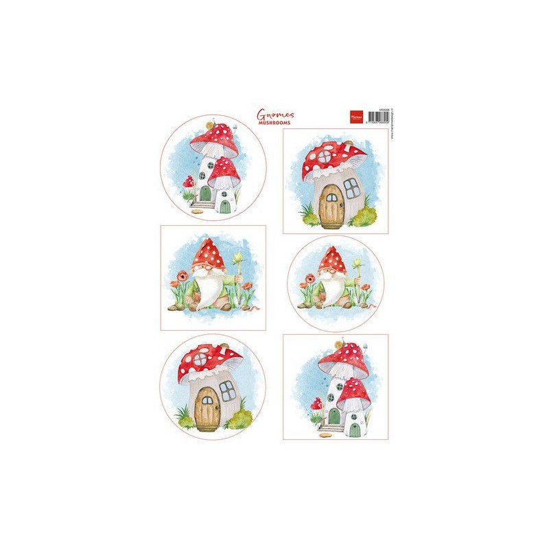 Marianne D Decoupage Gnomes mushrooms VK9598 A4