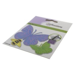CraftEmotions Impress stamp Die - Butterfly and bee Card 11x9cm
