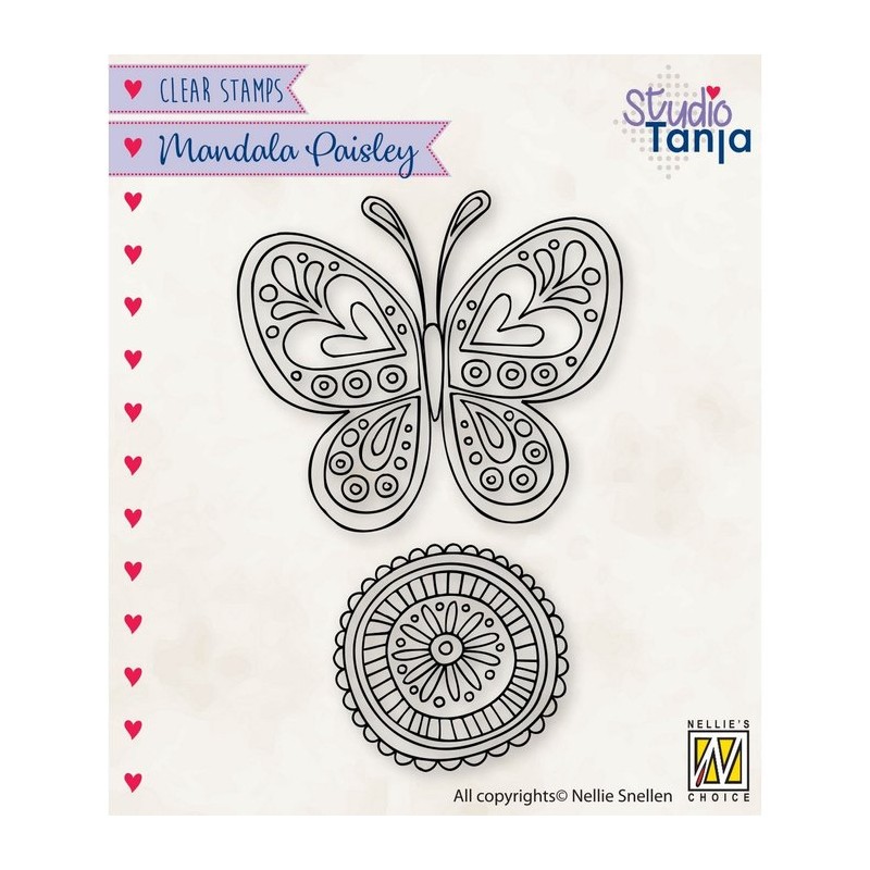 Nellie Snellen • Mandala's Paisley Motive Clear Stamps Butterfly & Circle