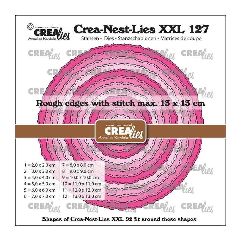 Crealies • Crea-Nest-Lies XXL Cutting Die Circles With Rough Edges And Stitchlines