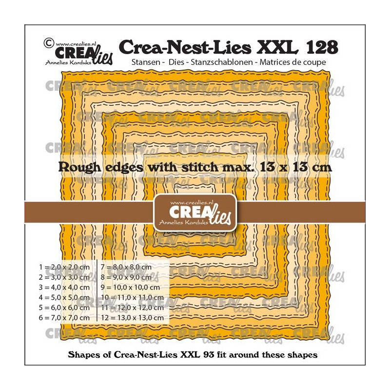 Crealies • Crea-Nest-Lies XXL Cutting Die Squares With Rough Edges And Stitchlines