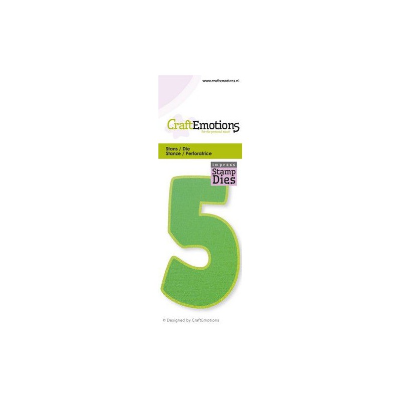 CraftEmotions Impress stamp Die - party number 5 Card 5x10cm - 8 cm