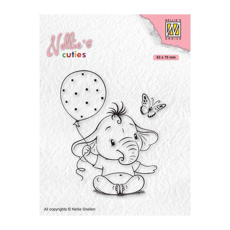 Nellie Snellen • Nellie's Cuties Clear Stamp Baby Elephant With Balloon