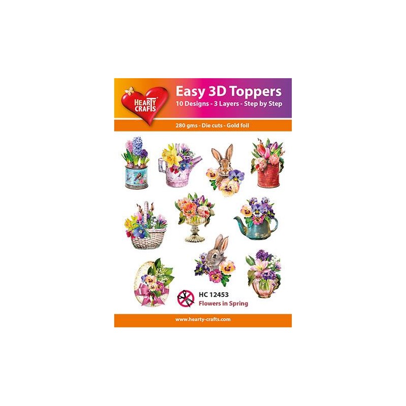 Easy 3D Toppers Utstansade motiv med Glitter/Guld 10 st. HC12453
