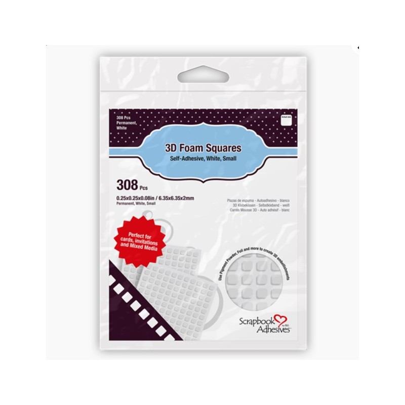 3L 3D Foam / Kuddar Squares "White" Small 308 st 6.35x6.35x2mm