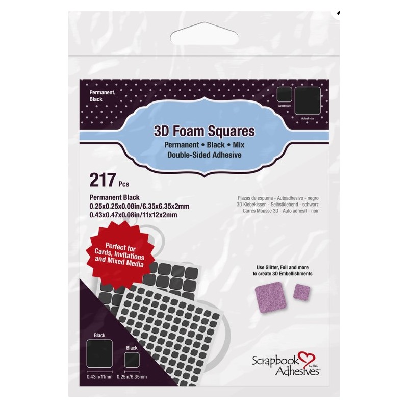 3L 3D Foam / Kuddar Squares Thin "Black" Mix 217 st 2 olika storlekar