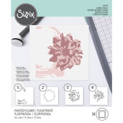 Sizzix • Layered Stencils Scroll 4pcs Painted Flower