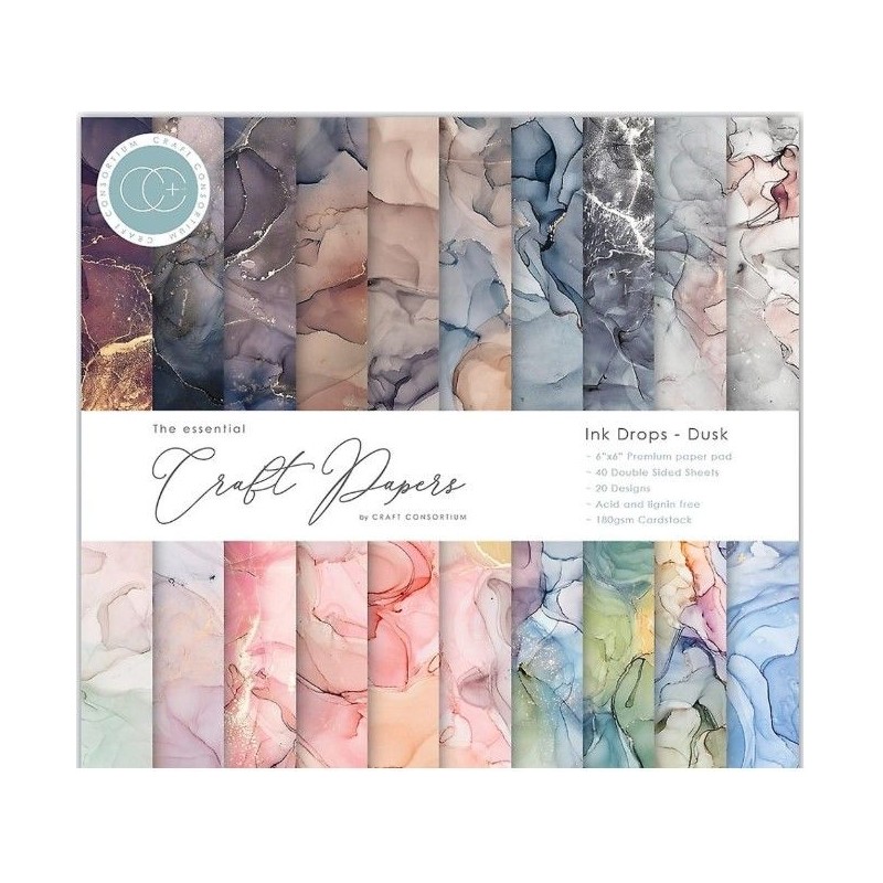 Craft Consortium The Essential Craft Papers 6x6 Inch Ink Drops - Dusk