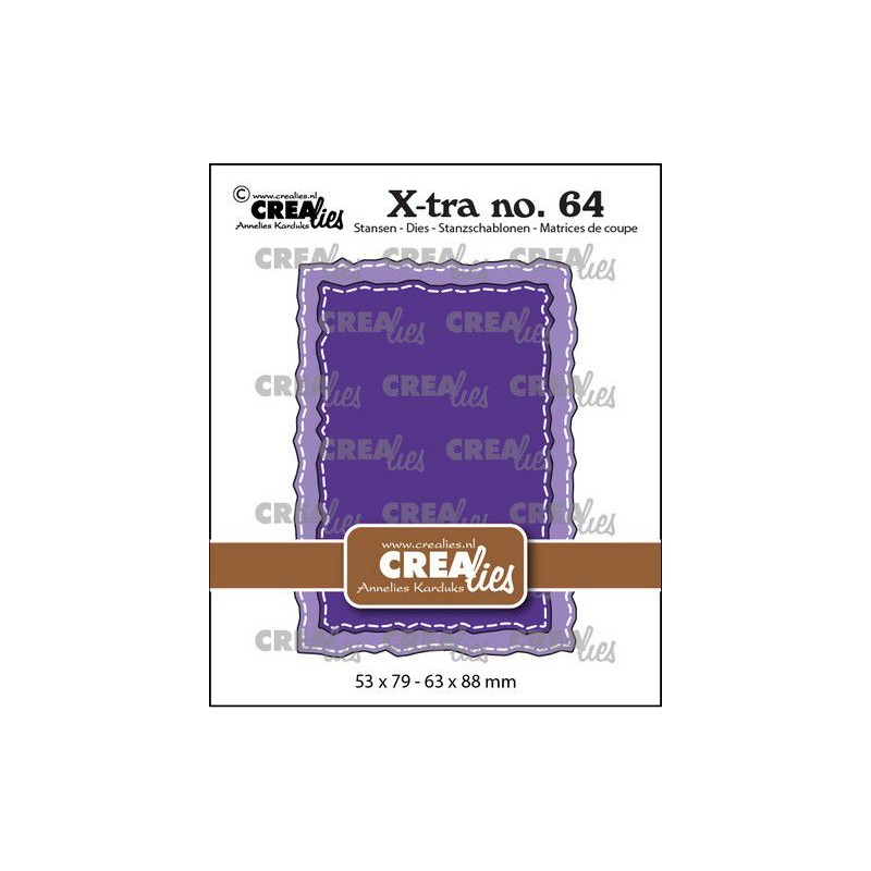 Crealies Xtra no. 64 ATC Dies 2 st rough edges with stitch  53x79 - 63x88mm