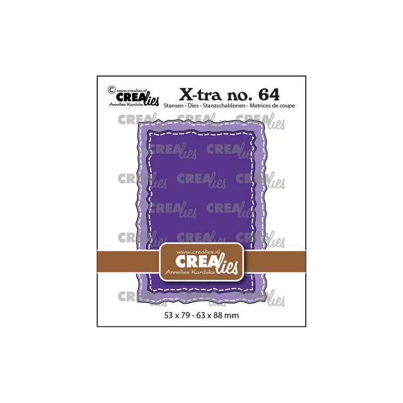 Crealies Xtra no. 64 ATC Dies 2 st rough edges with stitch  CLXtra64