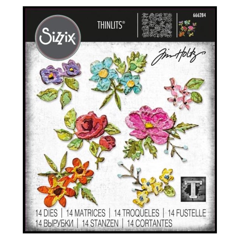 Sizzix/Tim Holtz Thinlits Die "Brushstroke Flowers Mini" 666284