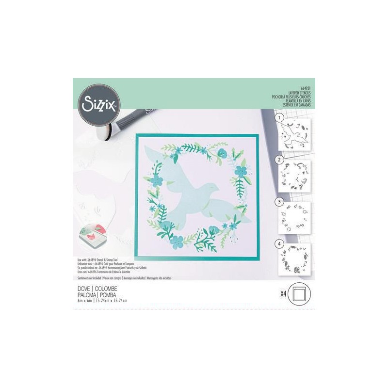 Sizzix Layered Stencils 4PK Dove 664931