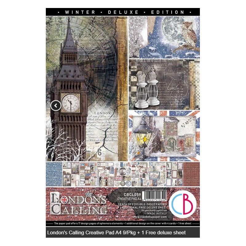 Ciao Bella LONDON'S CALLING CREATIVE PAD A4 9/PKG + 1 FREE DELUXE SHEET