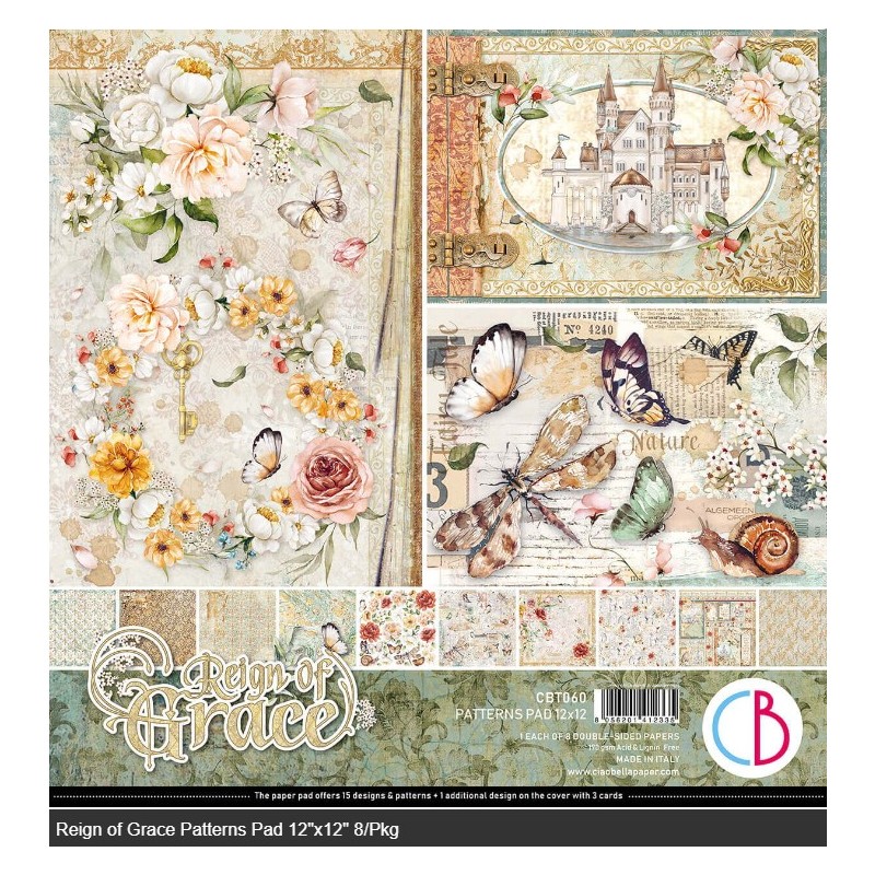 Ciao Bella REIGN OF GRACE PATTERNS PAD 12"X12" 8/PKG