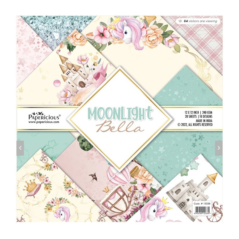 PAPERICIOUS - Moonlight Bella - Designer Pattern Printed Scrapbook Papers 12x12 inch / 20 sheets