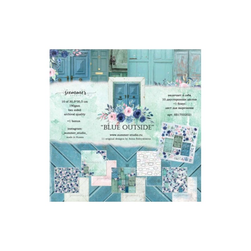Summer Studio Paper pad 12x12 inch 30,5x30,5 "Blue Outside"