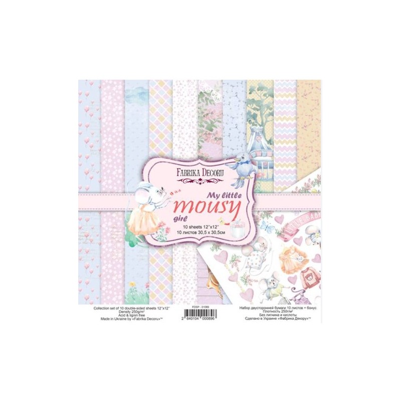 Fabrika Decoru "My little mousy girl" Paper Pad 30x30cm