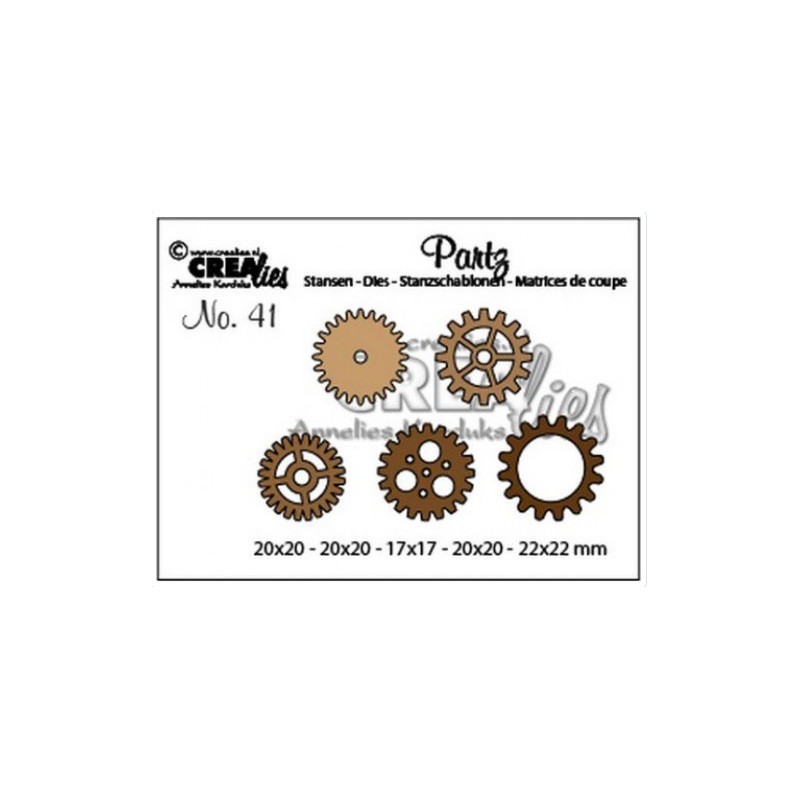 Crealies Partzz Gears / Cog wheel die set 41  Kugghjul 5st