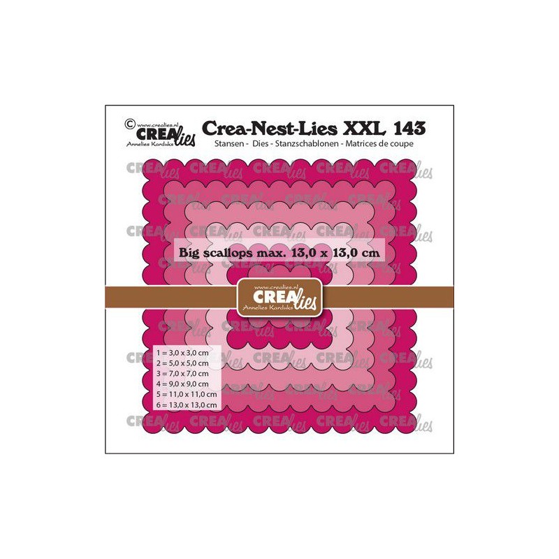 Crealies Crea-Nest-Lies XXL Big scalloped squares CLNestXXL143 max. 13 x 13 cm
