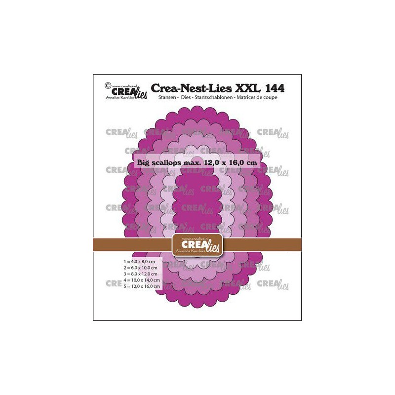 Crealies Crea-Nest-Lies XXL Big scalloped ovals CLNestXXL144 max. 12 x 16 cm