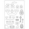 Stamperia Soft Mould A4 - Lady Vagabond Lifestyle Suitcase  - Gjutform med detaljer till resväska från Stamperia