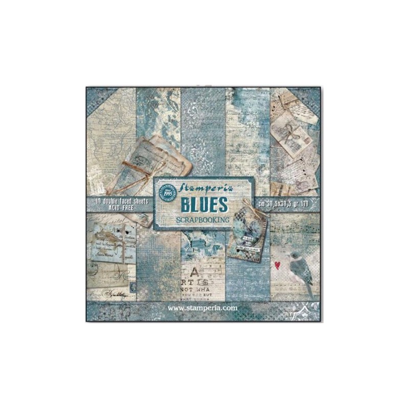 Stamperia Scrapbooking Pad 10 sheets cm 30,5x30,5 (12"x12") - Blues