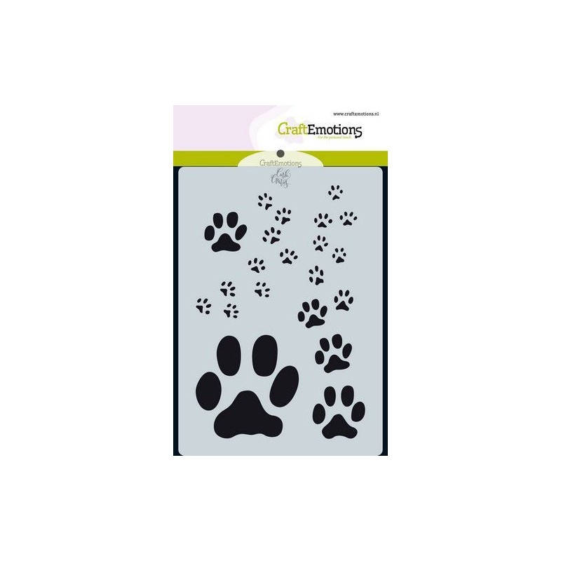 CraftEmotions A6 Mask stencil Odey & Friends - paw print Carla Creaties