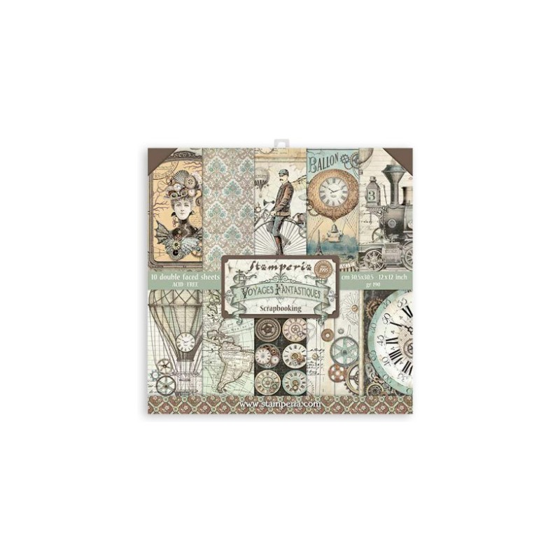 Stamperia Scrapbooking Pad 10 sheets cm 30,5x30,5 (12"x12") - Voyages Fantastiques