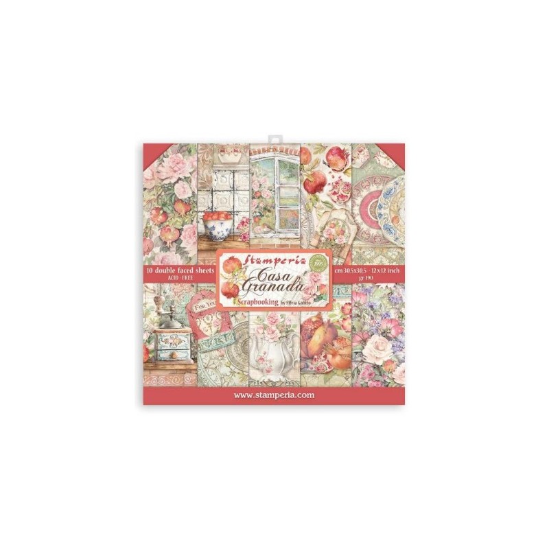 Stamperia Scrapbooking Pad 10 sheets cm 30,5x30,5 (12"x12") - Casa Granada