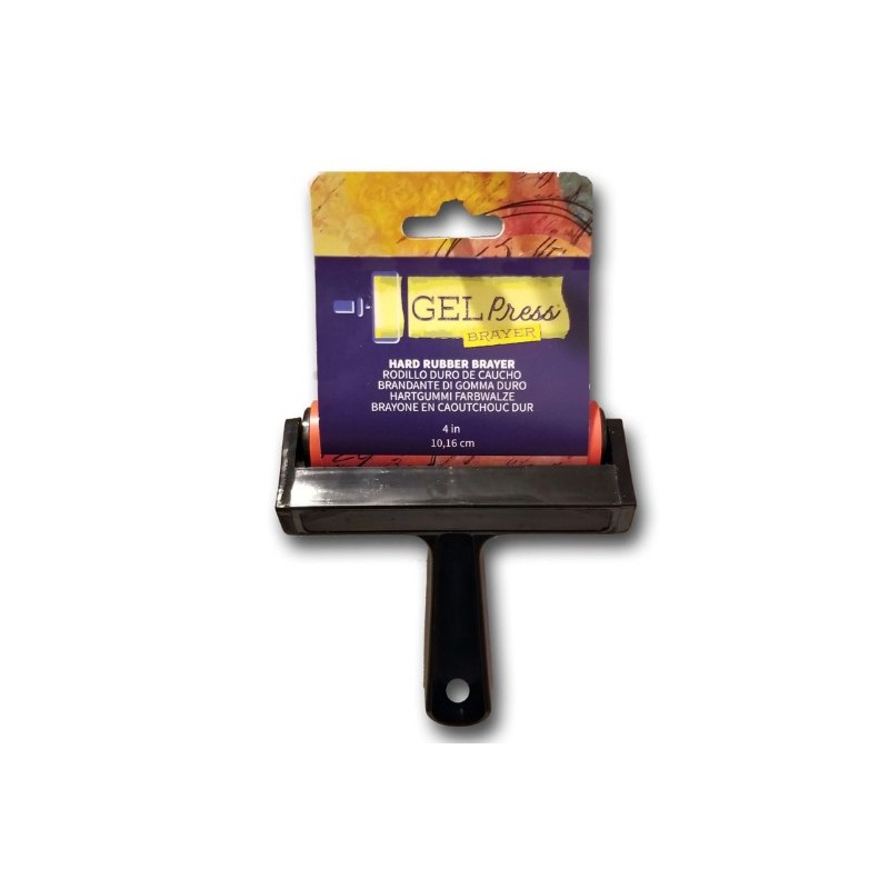 Gel Press • Hard rubber Brayer Black 4"