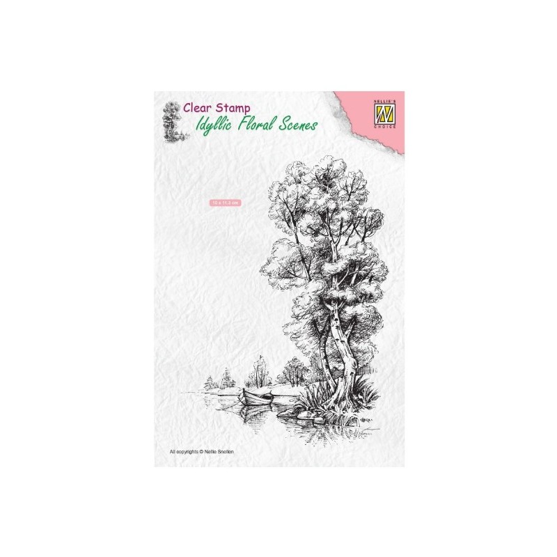 Nellie Snellen • Idyllic Floral Scenes Clear Stamps Scene Tree with Boat 100x140mm