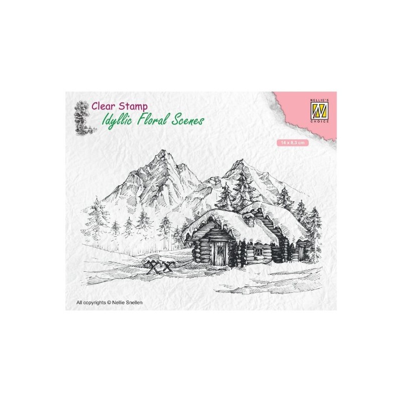 Nellie Snellen • Idyllic Floral Scenes Clear Stamps Snowy Landscape with Cottage 135x83mm