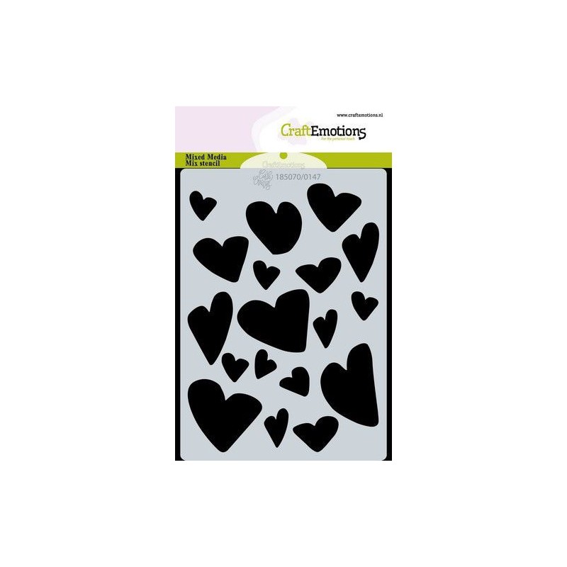 CraftEmotions A6 Mask stencil Love Puns - hearts Carla Creaties