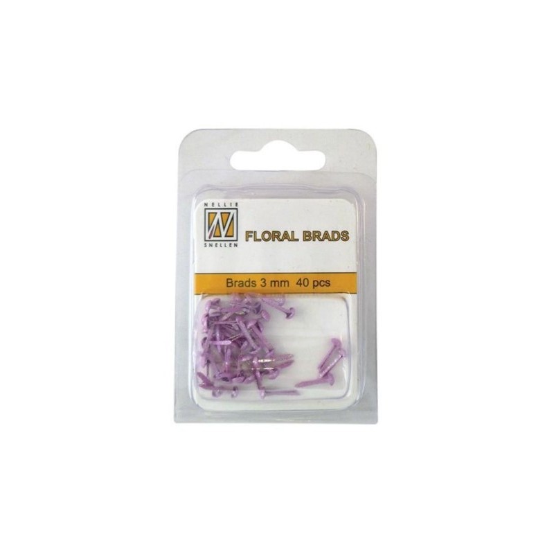 Nellie Snellen • Floral Glitter Brads 3mm. 40pcs/pkg Pink 237U