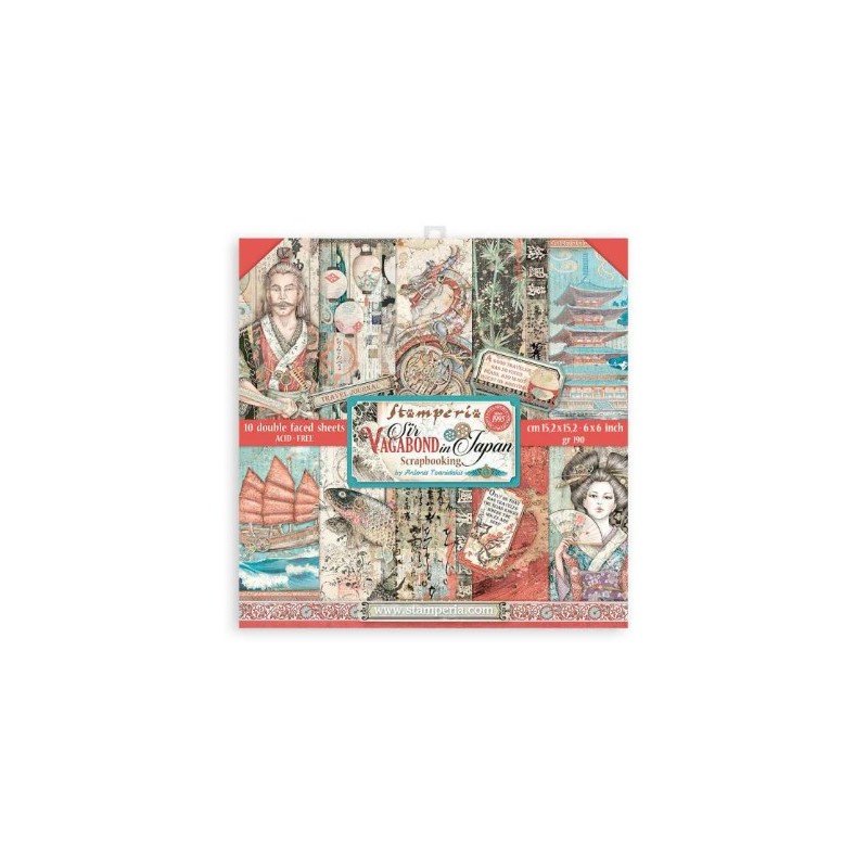 Stamperia Extra small Pad 10 sheets cm 15,24x15,24 (6"x6") - Sir Vagabond in Japan
