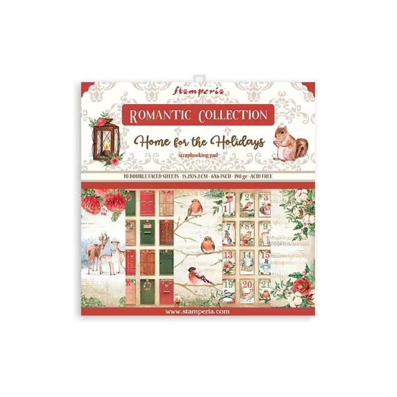 Stamperia Extra small Pad 10 sheets cm 15,24x15,24 (6"x6") - Romantic home for the holidays