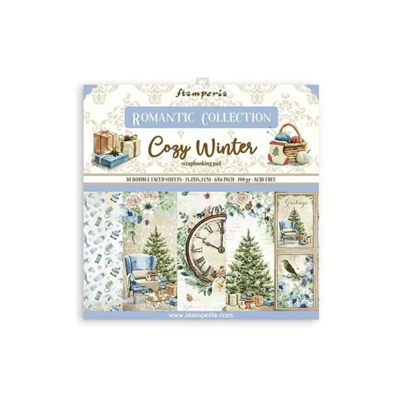 Stamperia Extra small Pad 10 sheets cm 15,24x15,24 (6"x6") - Romantic cozy winter