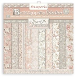 Stamperia Scrapbooking Small Pad 10 sheets cm 20,3X20,3 (8"X8") Backgrounds Selection - You and me