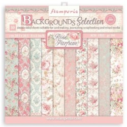 Stamperia Scrapbooking Small Pad 10 sheets cm 20,3X20,3 (8"X8") Backgrounds Selection Rose Parfum
