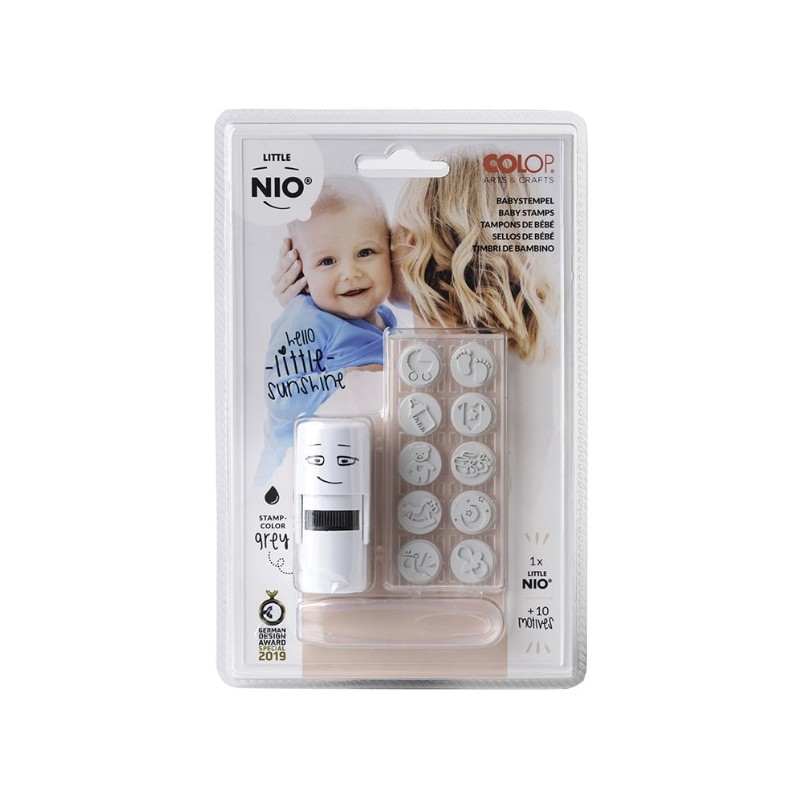 10 Babymotiv, svart, Colop A & C Little NIO gummistämplar med Handstans